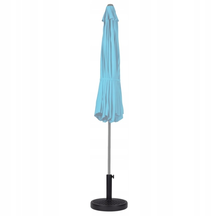 niebieski parasol w podstawie na białym tle